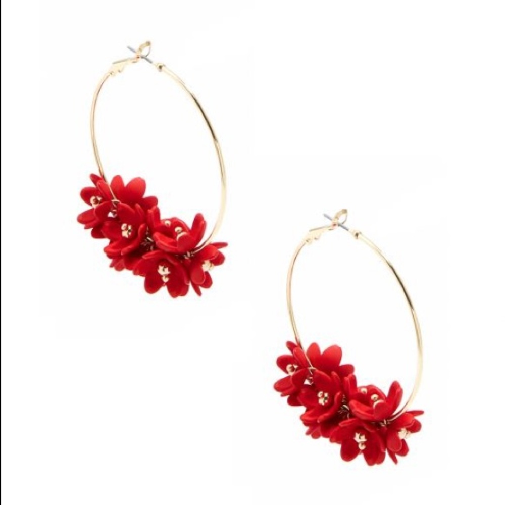 Resin Petal Hoop Earrings in Flame